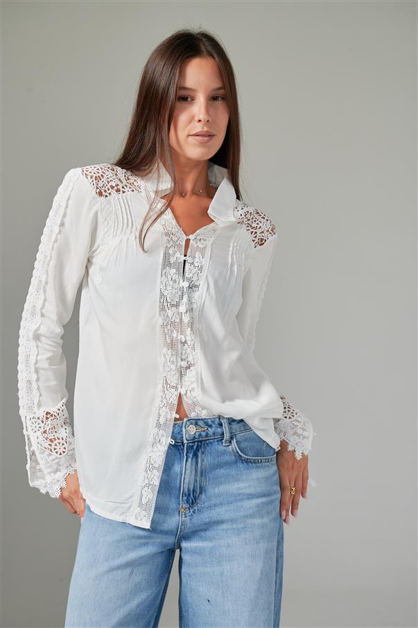 Camisa Zanett Broderie con Encaje